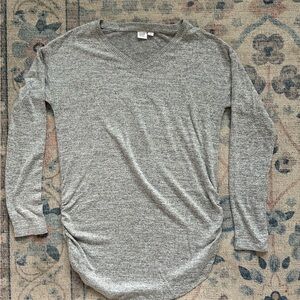 Gray V-Neck Long Sleeve Maternity Top